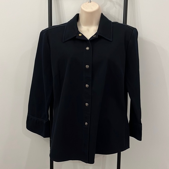 St. John Sport by Marie Gray Snap Blazer Jacket Blue Women Size M